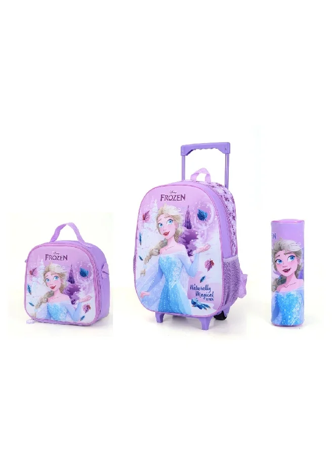 MARVEL 3-Piece Disney Frozen Printed Zipper Closure Telescopic Handle Trolley Backpack Set Multicolour 14 x 30 x 30 cm FKEVA16-3202